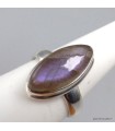 Labradorite pourpre bague marquise argent 925 T55, pierre naturelle.