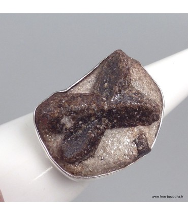 Bague Staurolite pierre porte‑bonheur argent 925 taille 52