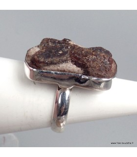 Bague Staurolite pierre porte‑bonheur argent 925 taille 52