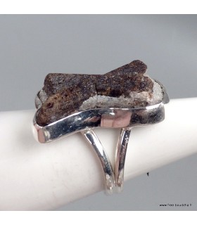 Bague Staurolite pierre rare Russie argent 925 taille 54