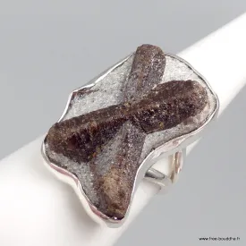 Bague Staurolite porte bonheur taille 54 - Bijoux en Staurolite