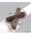 Bague Staurolite pierre rare Russie argent 925 taille 54