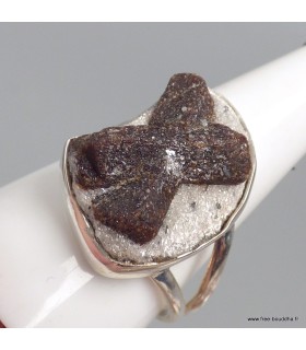 Bague Staurolite anneau double en argent 925 taille 65/66