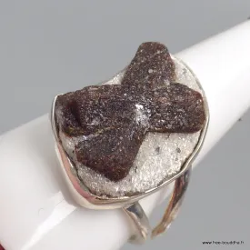 Bague Staurolite anneau double taille 65/66 - Bijoux en Staurolite
