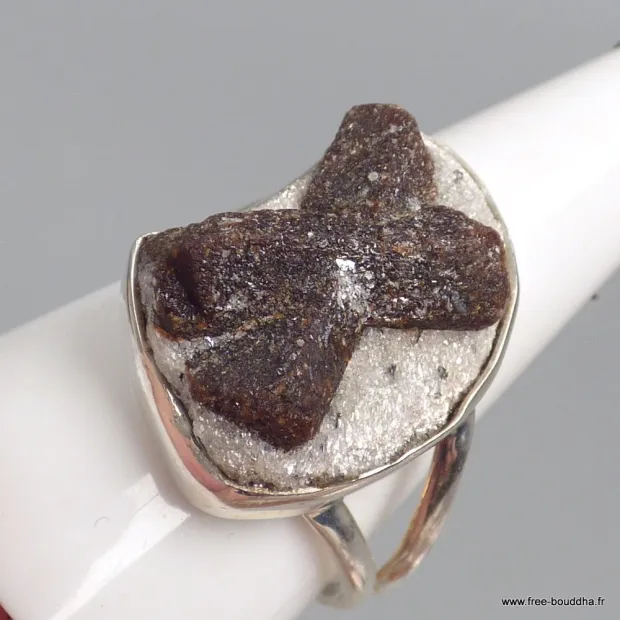 Bague Staurolite anneau double taille 65/66 - Bijoux en Staurolite
