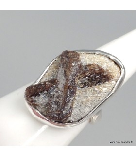 Bague Staurolite naturelle Russie argent massif 925 T55