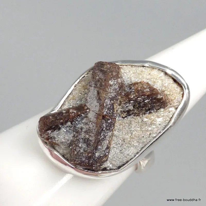 Bague Staurolite taille 55 argent 925 - Bijoux en Staurolite