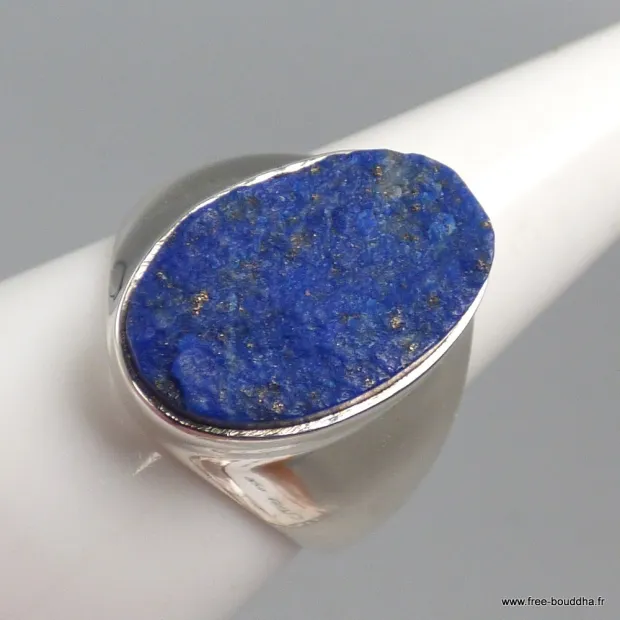 Chevalière homme femme Lapis Lazuli brut taille 59 - Bagues pierres naturelles