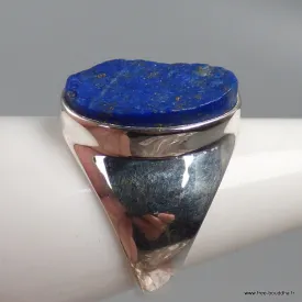 Chevalière homme femme Lapis Lazuli brut taille 59 - Bagues pierres naturelles