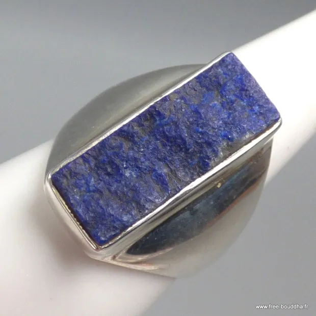 Chevalière homme femme Lapis Lazuli brut taille 57 - Bagues pierres naturelles