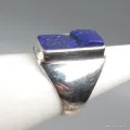 Bague Chevalière homme femme Lapis Lazuli brut taille 53 - Bagues pierres naturelles