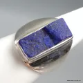 Bague Chevalière homme femme Lapis Lazuli brut taille 53 - Bagues pierres naturelles