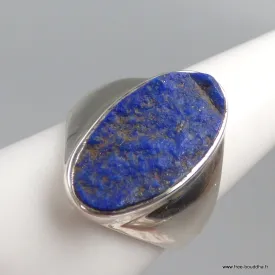 Chevalière Bague ovale Lapis Lazuli brut taille 56 - Bagues pierres naturelles