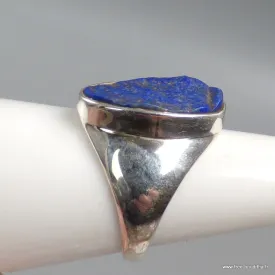 Chevalière Bague ovale Lapis Lazuli brut taille 56 - Bagues pierres naturelles