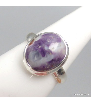 Bague Opale flamme violette et blanche pierre naturelle véritable