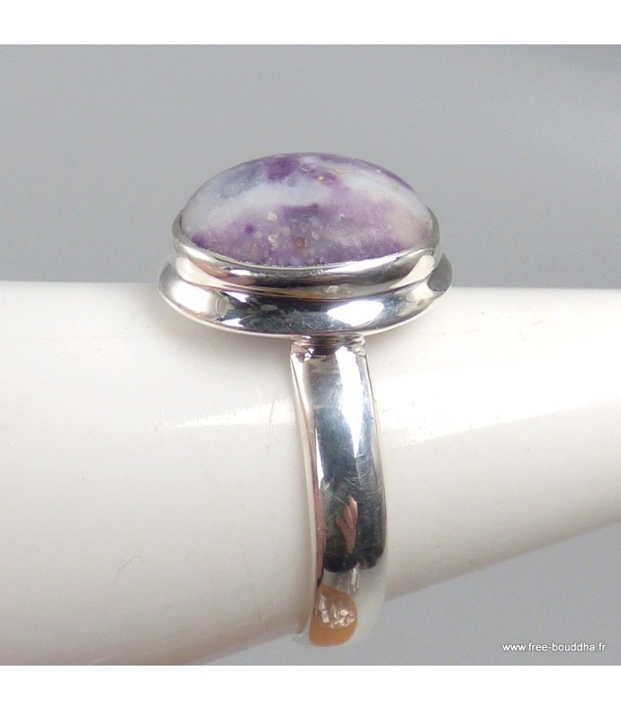 Bague Opale flamme violette et blanche pierre naturelle véritable