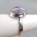 Bague Opale flamme violette et blanche taille 57 - Bijoux en Opales