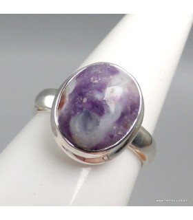 Bague Opale flamme violette et blanche pierre naturelle véritable