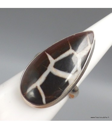 Bague Septarian noire goutte taille 58 en argent 925