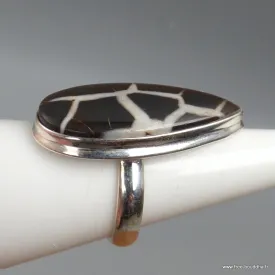 Bague goutte en Septarian noire Taille 58 - Bijoux en Septaria