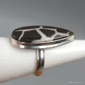 Bague goutte en Septarian noire Taille 58 - Bijoux en Septaria