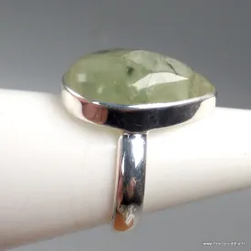 Bague en Préhnite et Quartz rutile forme goutte taille 55 - Bijoux en Préhnite
