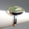 Bague en Préhnite et Quartz rutile forme goutte taille 55 - Bijoux en Préhnite