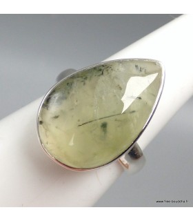 Bague Préhnite et Quartz Rutile argent 925 taille 55