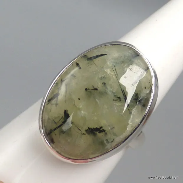 Bague en Préhnite et Quartz rutile taille 59 - Bagues pierres naturelles