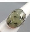 Bague Préhnite quartz rutile noir ovale argent 925 taille 59