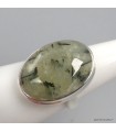 Bague Préhnite quartz rutile noir ovale argent 925 taille 59