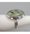 Bague Préhnite quartz rutile noir ovale argent 925 taille 59