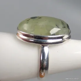 Bague ovale Préhnite et quartz rutile taille 59 - Bagues pierres naturelles