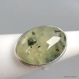 Bague ovale Préhnite et quartz rutile taille 59 - Bagues pierres naturelles