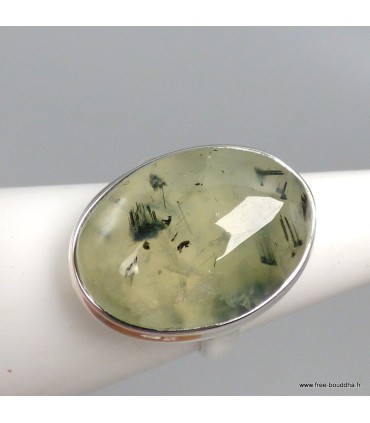 Bague Préhnite quartz rutile naturelle argent massif 925 T59