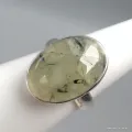 Bague ovale Quartz Rutile noir sur Préhnite taille 54 - Bijoux en Préhnite