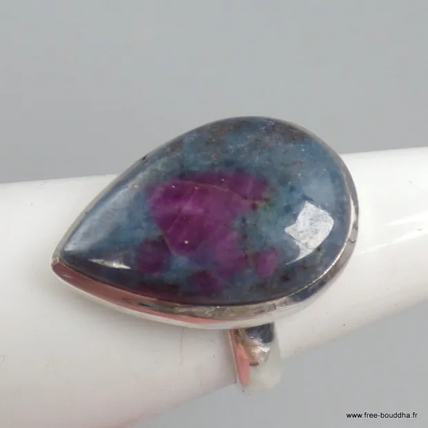 Bague en Rubis sur Cyanite forme goutte taille 57 - Bijoux en Rubis sur Cyanite