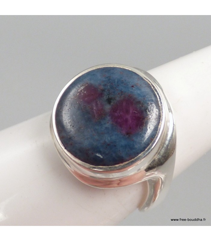 Bague Rubis sur Cyanite asymétrique véritable argent 925 56