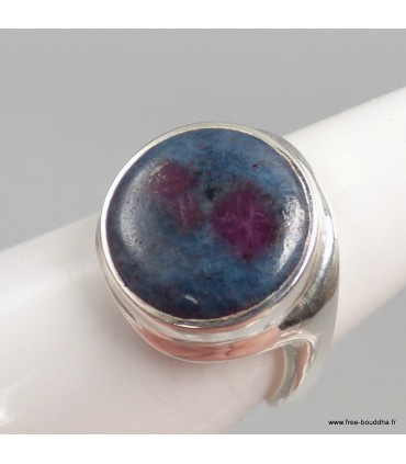Bague Rubis sur Cyanite asymétrique véritable argent 925 56