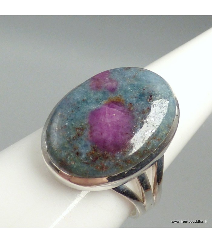 Bague Rubis sur Cyanite véritable modèle ovale argent 925 59