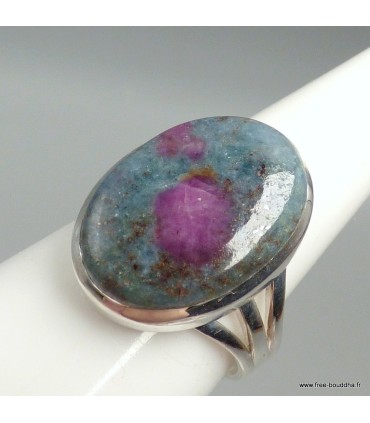 Bague Rubis sur Cyanite véritable modèle ovale argent 925 59