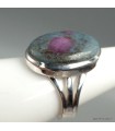 Bague Rubis sur Cyanite véritable modèle ovale argent 925 59