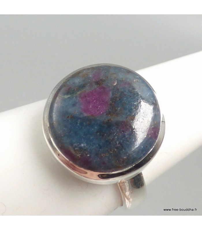 Bague Rubis sur Cyanite ronde véritable argent 925 59