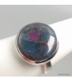 Bague Rubis sur Cyanite ronde véritable argent 925 59