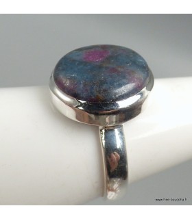 Bague Rubis sur Cyanite ronde véritable argent 925 59