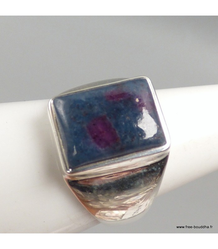 Bague Rubis sur Cyanite véritable en argent 925 taille 56