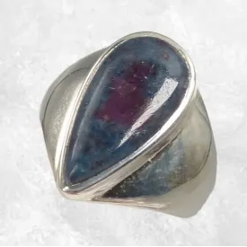 Bague chevalière en Rubis sur Cyanite taille 57 - Bijoux en Rubis sur Cyanite
