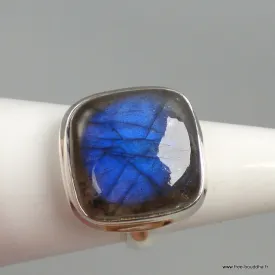Bague Labradorite bleue carrée T 61 - Bijoux en Labradorite