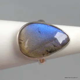 Bague Labradorite bleue forme goutte Taille 59 - Bijoux en Labradorite Bleue