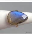 Bague Labradorite bleue goutte argent 925, pierre naturelle certifiée
